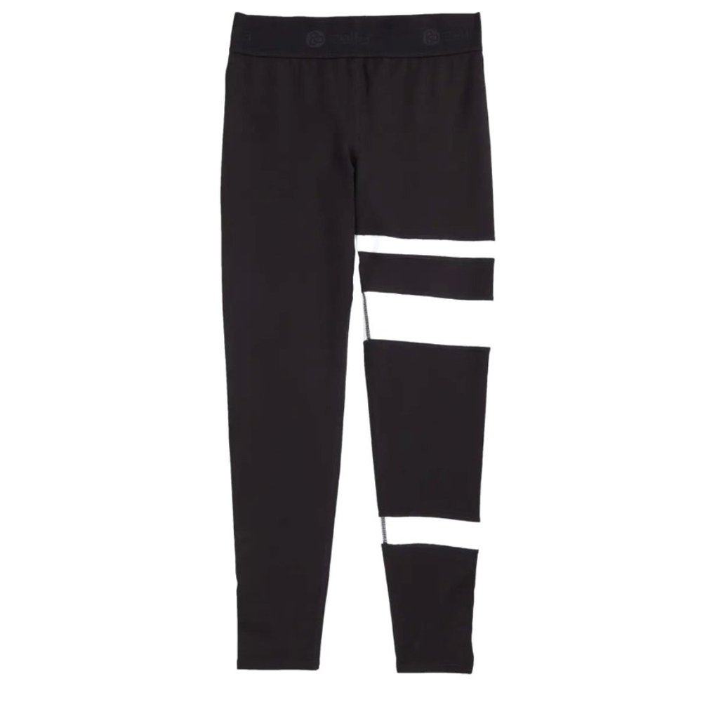 Zella Girl Black/White Striped Workout Ankle Leggings